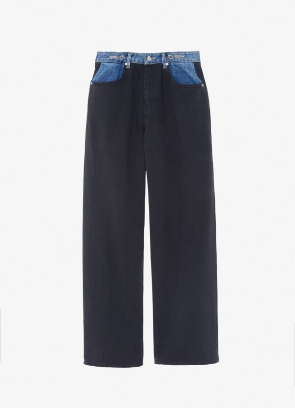 Contrast Denim Pants - Black/Blue - Image 9