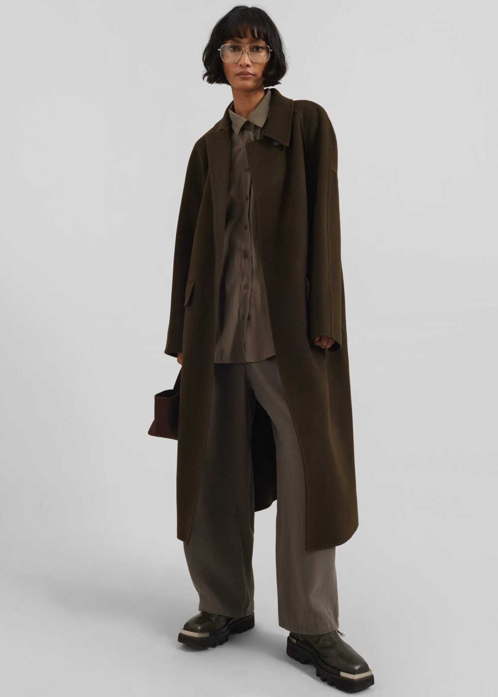 Jalhay Oversized Wool Coat - Khaki Brown - Image 4