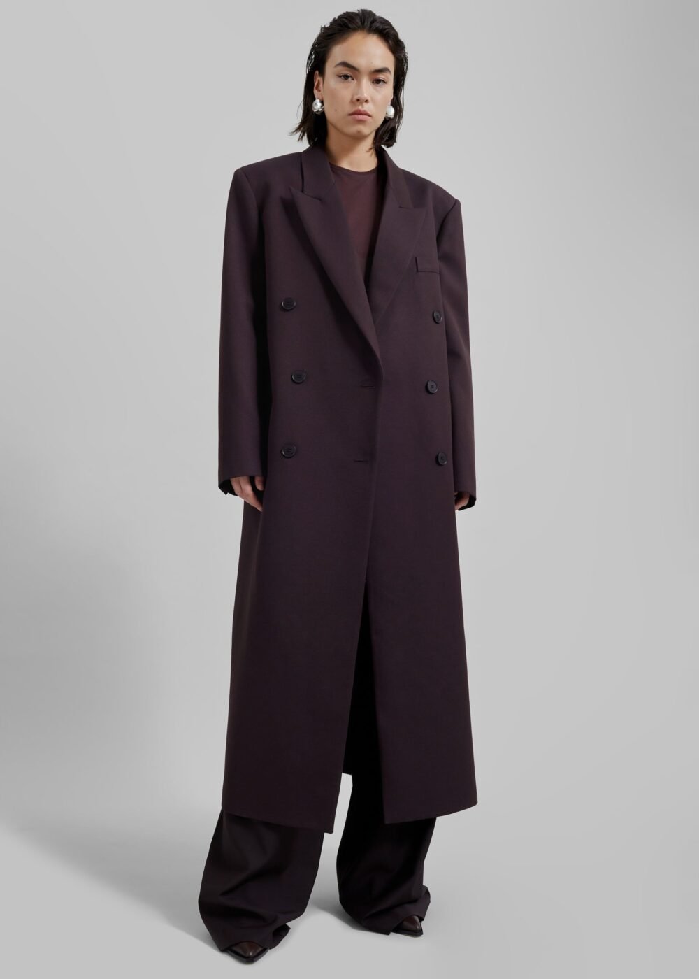 Long Coat - Dark Plum - Image 2