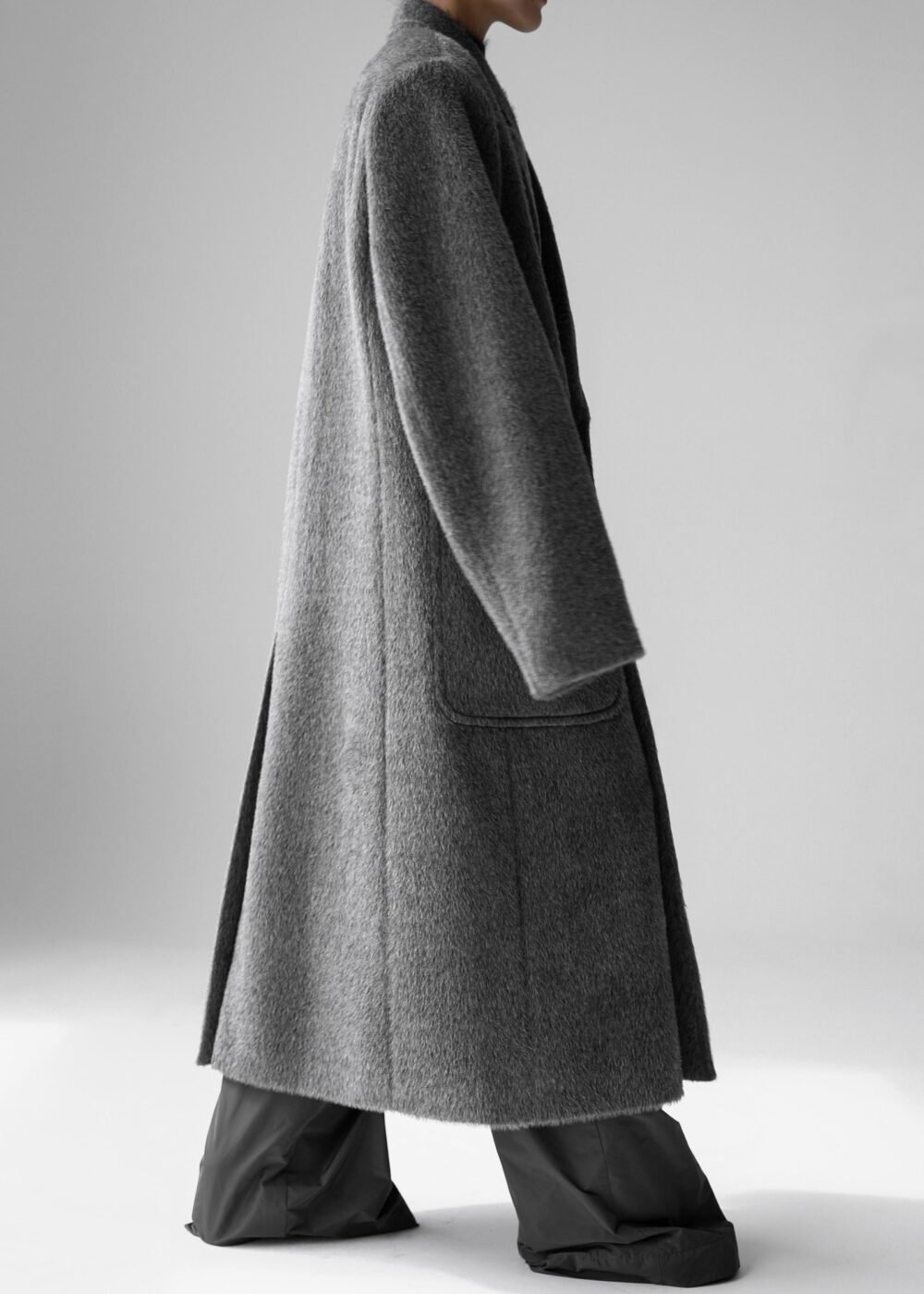 Oversized Wool Coat - Grey - Image 11