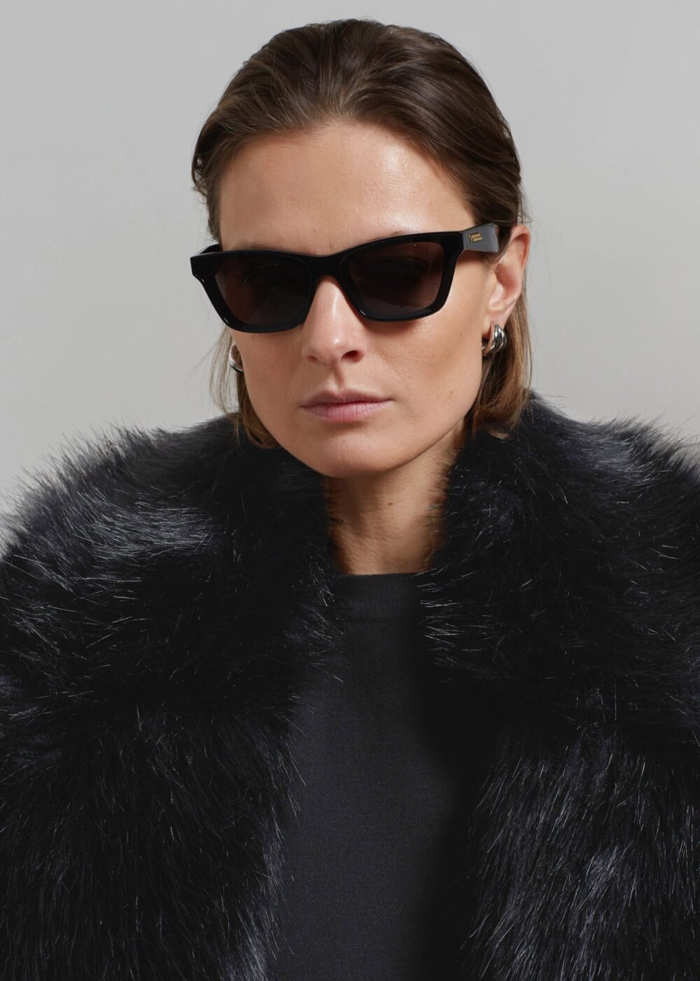 Long Faux Fur Coat - Black - Image 4
