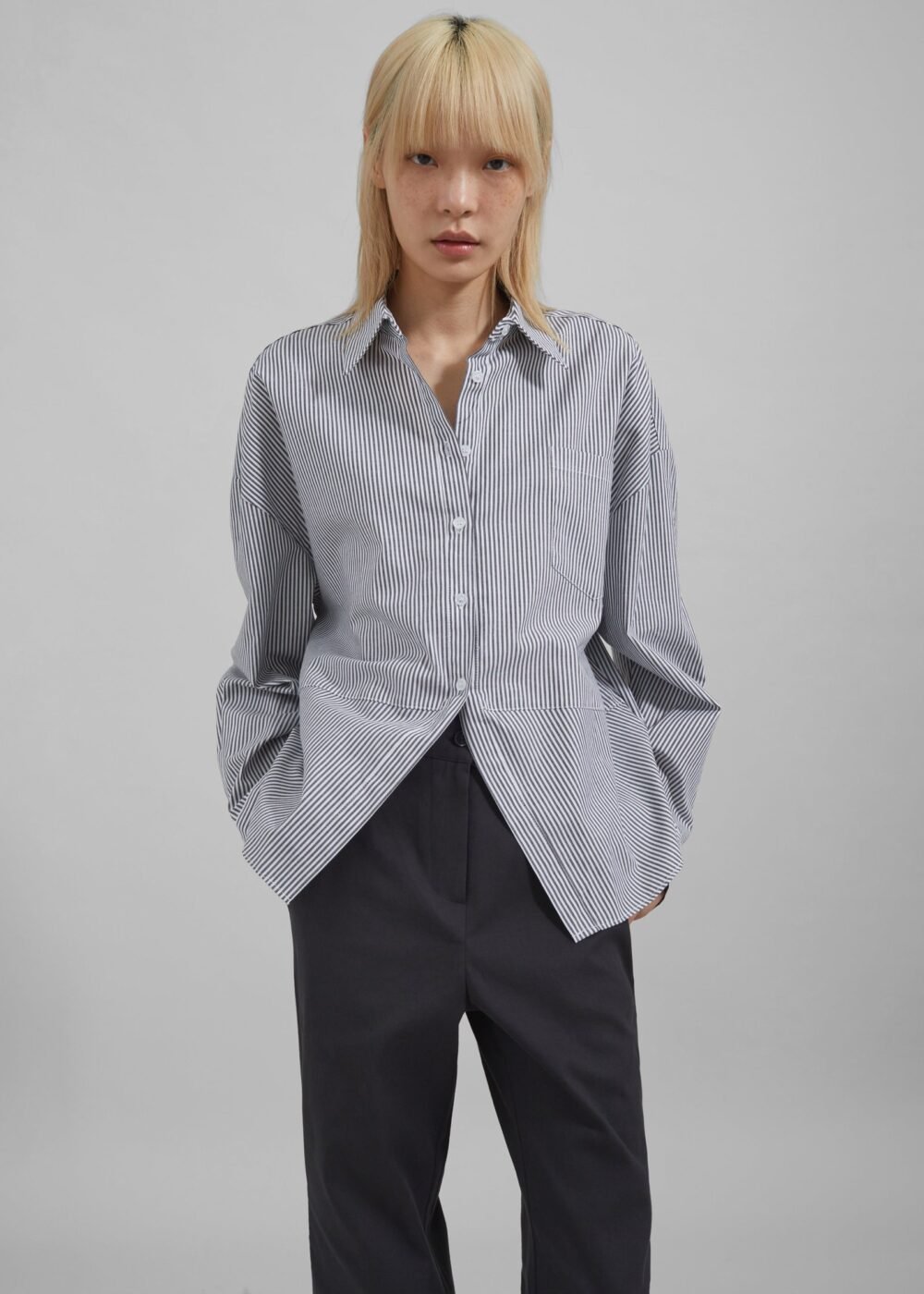 Button Up Shirt - Black/White Stripe