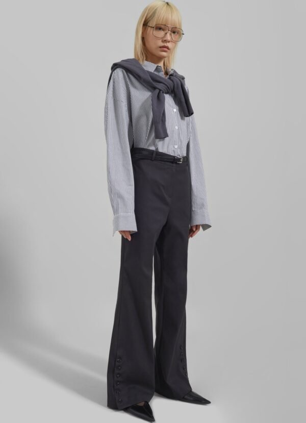 Button Up Shirt - Black/White Stripe - Image 8