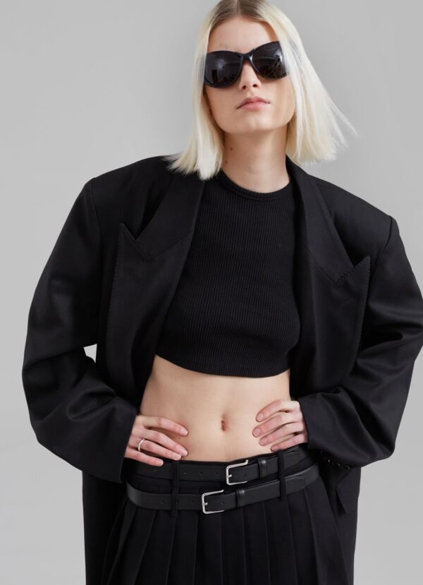 Double Breasted Coat - Black - Image 8