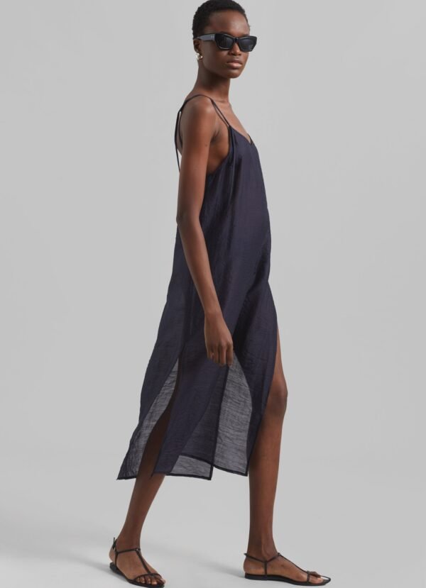 Sheer Midi Dress - Navy - Image 8