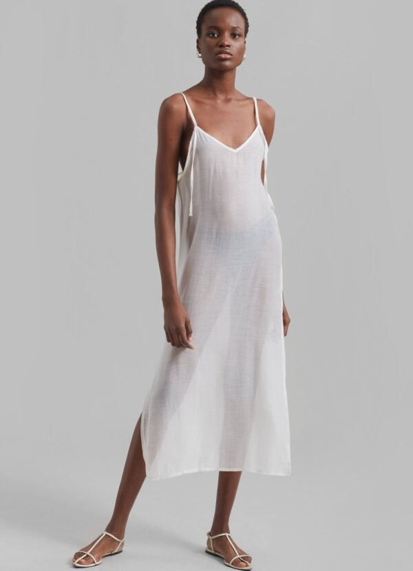 Sheer Midi Dress - Off White - Image 8
