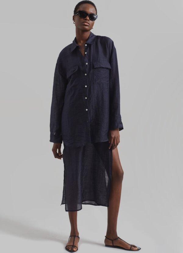 Sheer Shirt - Navy - Image 2