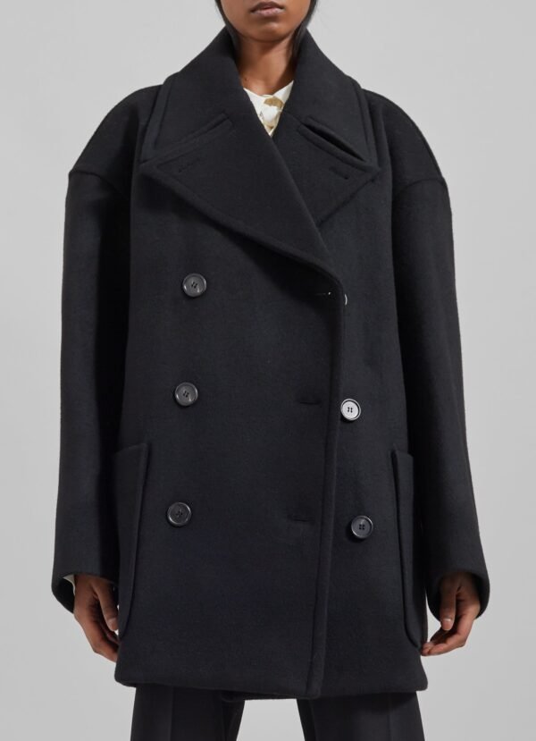 Oversized Peacoat - Black - Image 5
