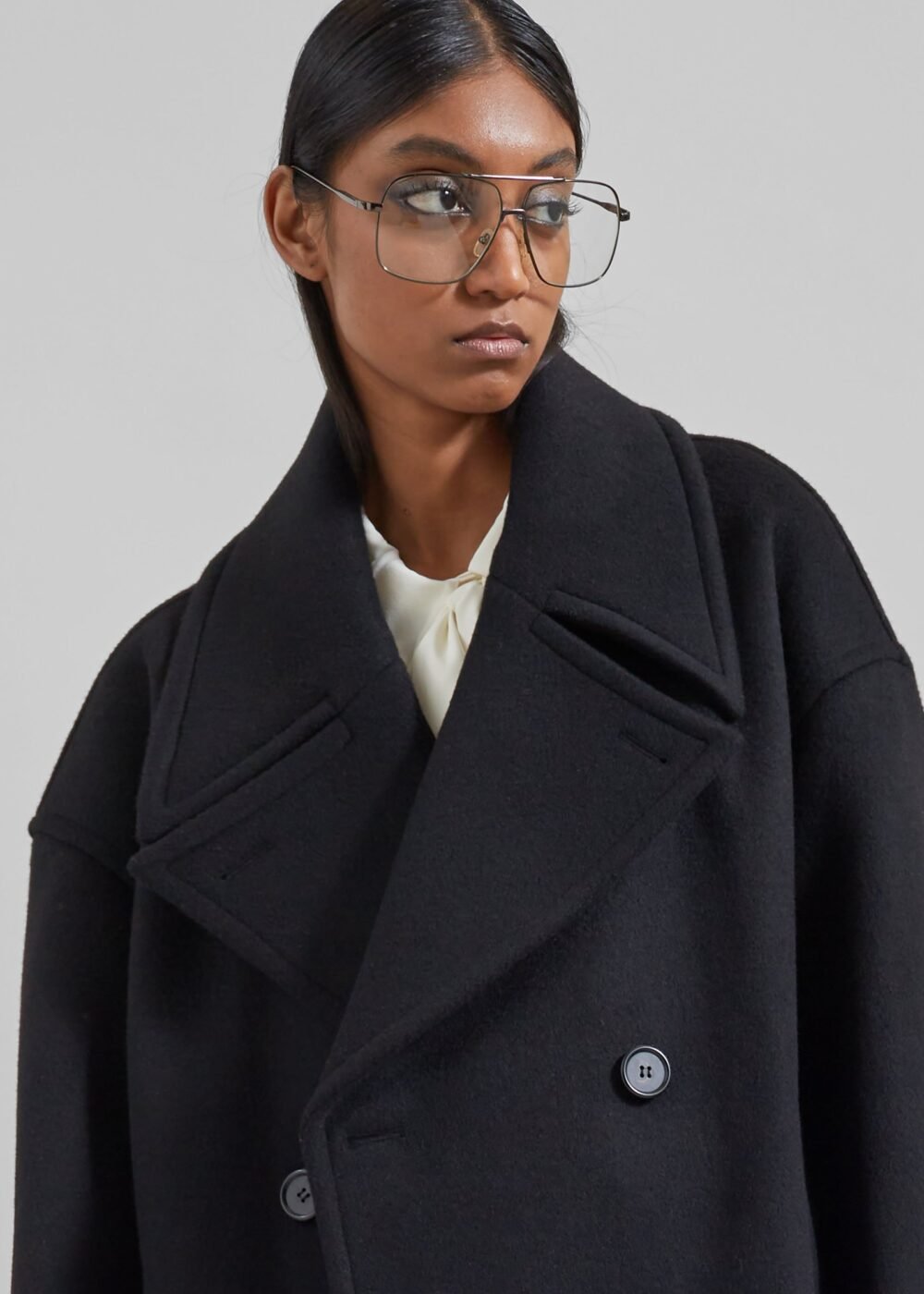 Oversized Peacoat - Black - Image 3