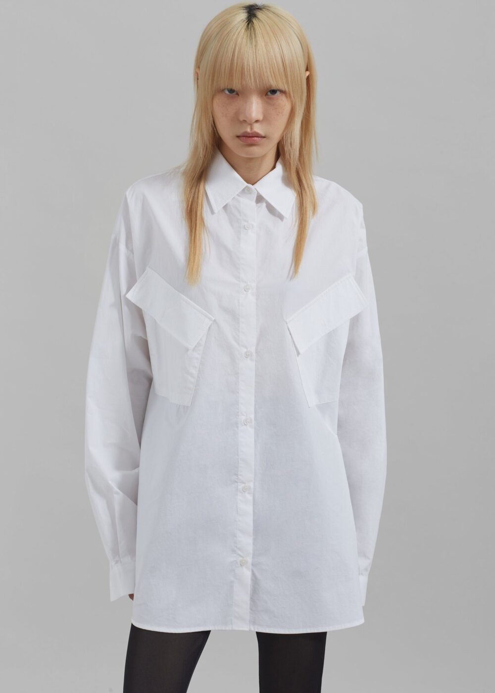 Button Up Utility Shirt - White - Image 4