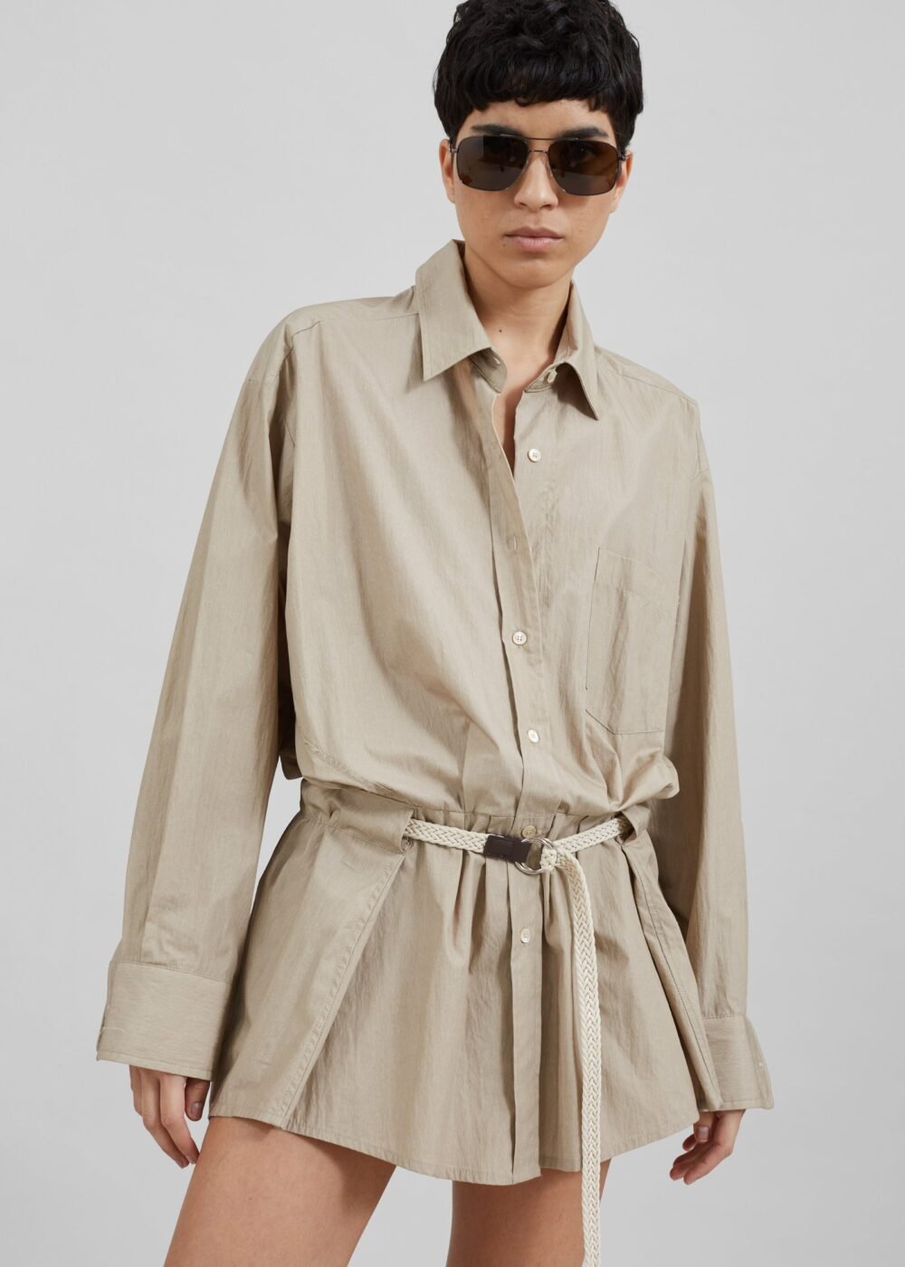 Belted Dress - Beige - Image 2