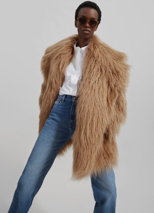 Faux Fur Jacket - Camel - Image 4