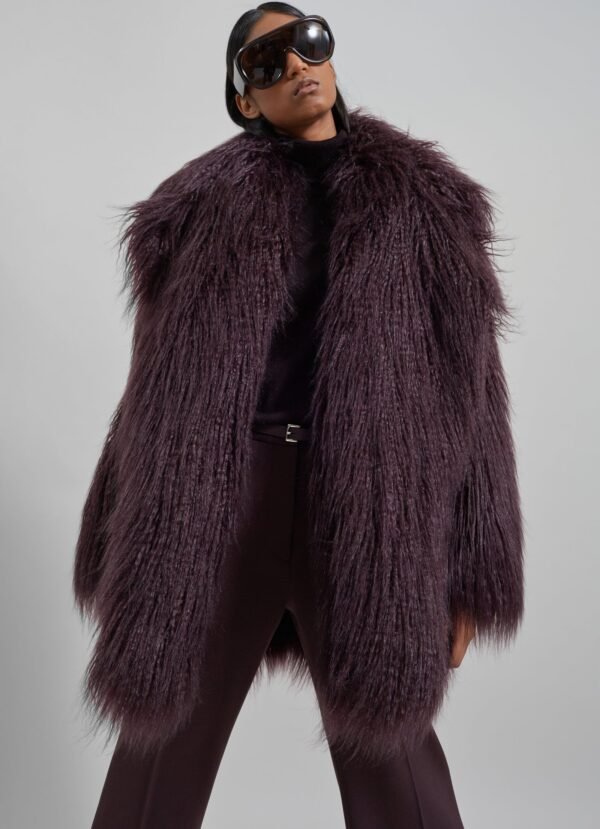 Faux Fur Jacket - Dark Plum