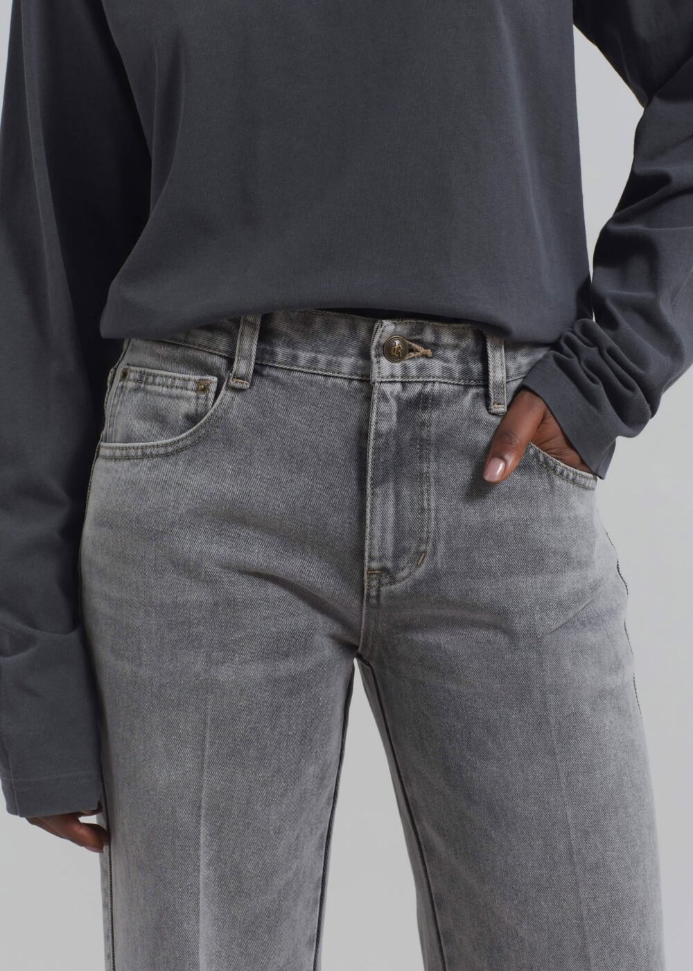 Straight Leg Jeans - Grey Wash - Image 2