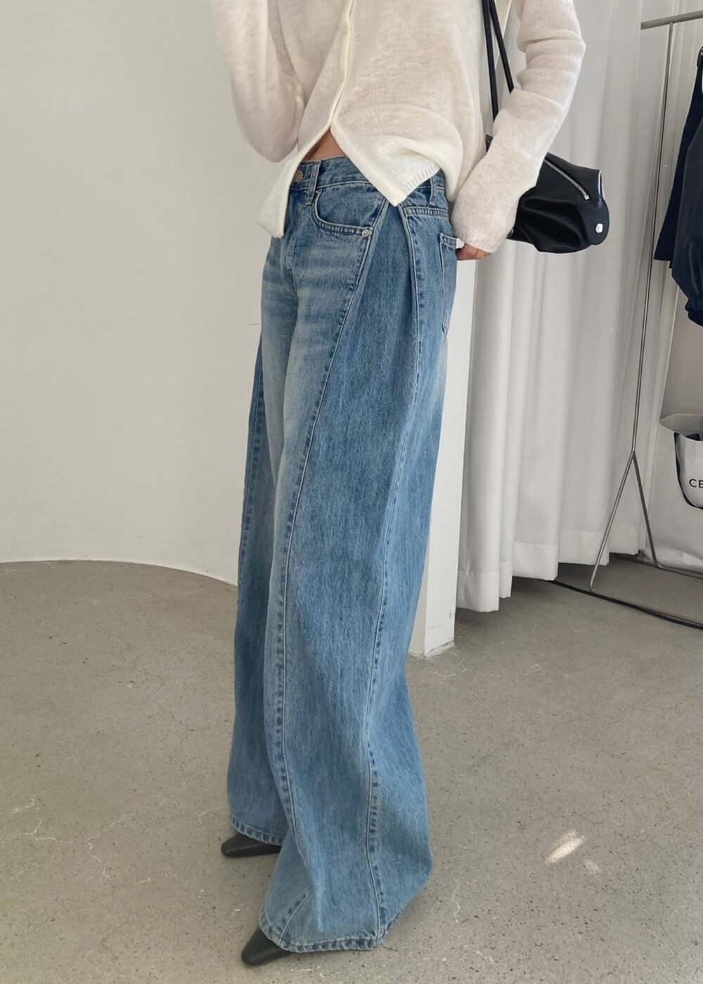 Wide Leg Jeans - Blue Wash - Image 10