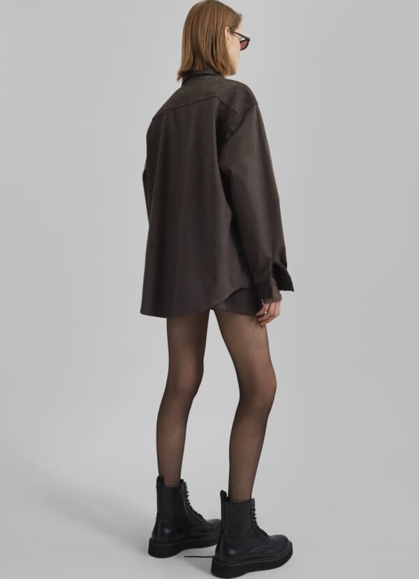Faux Suede Shirt - Brown - Image 11