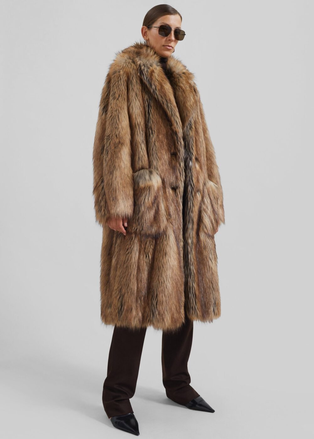 Faux Fur Coat - Camel - Image 9