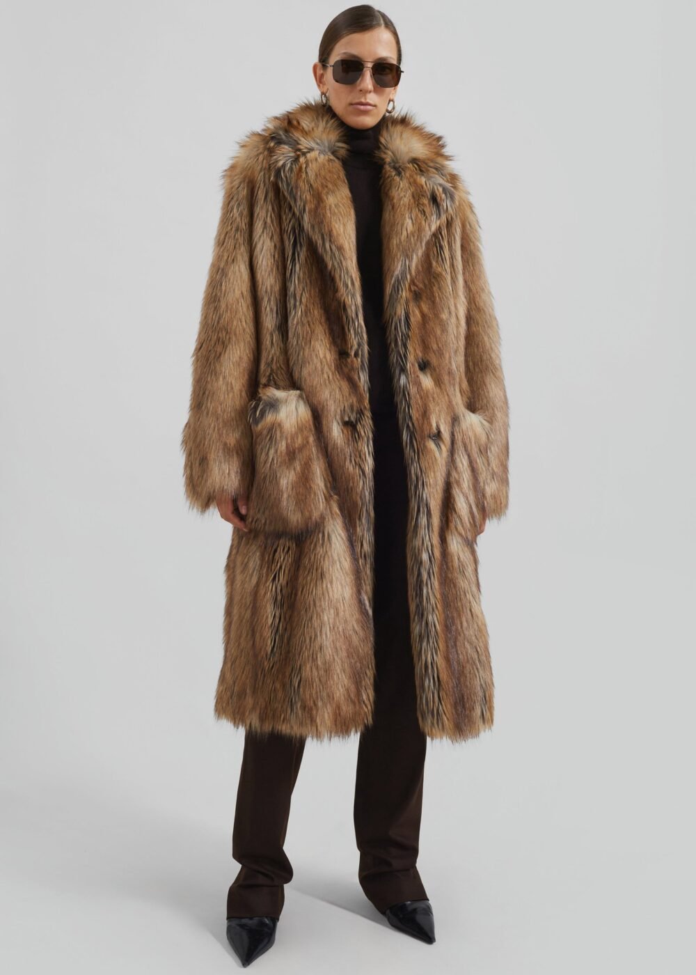 Faux Fur Coat - Camel - Image 3