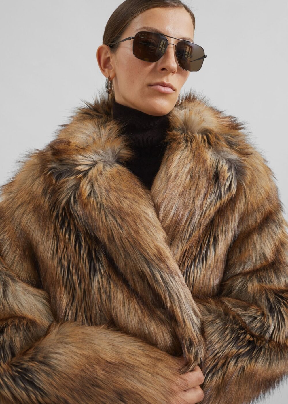 Faux Fur Coat - Camel - Image 8