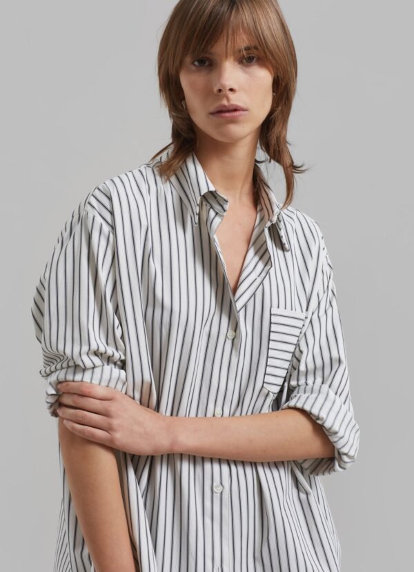 Pocket Shirt - White/Black Stripe - Image 3