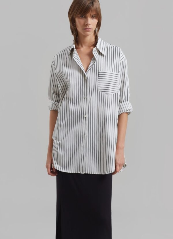 Pocket Shirt - White/Black Stripe - Image 4