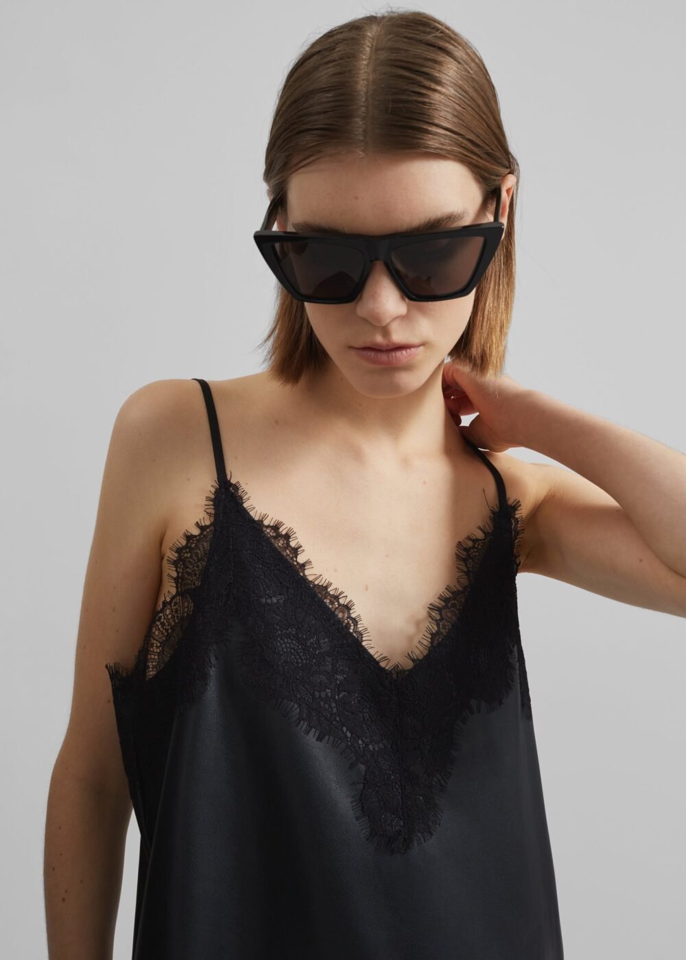 Faux Leather Slip Dress - Black - Image 2