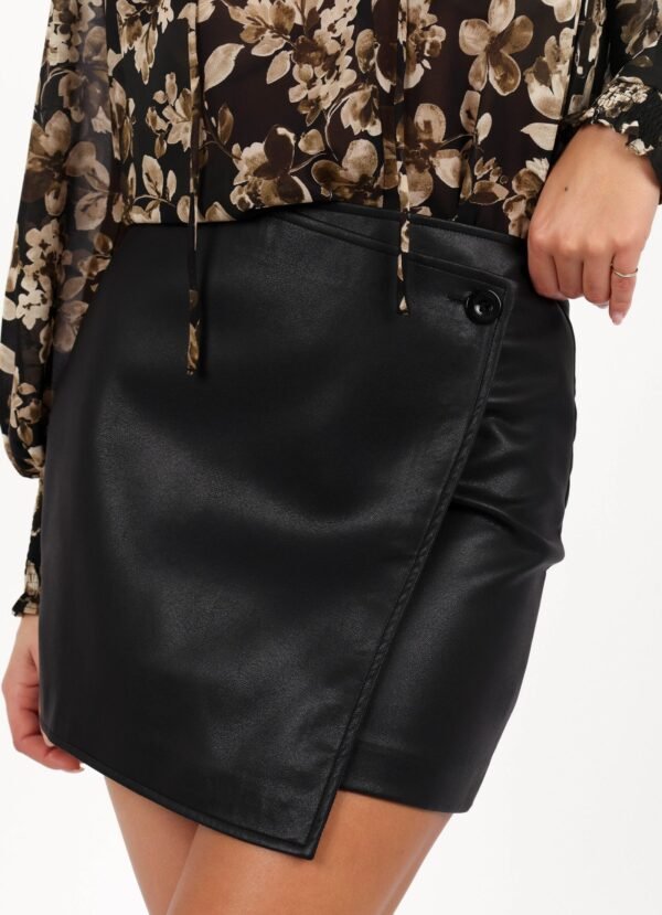 Faux Leather Mini Skirt - Black - Image 2
