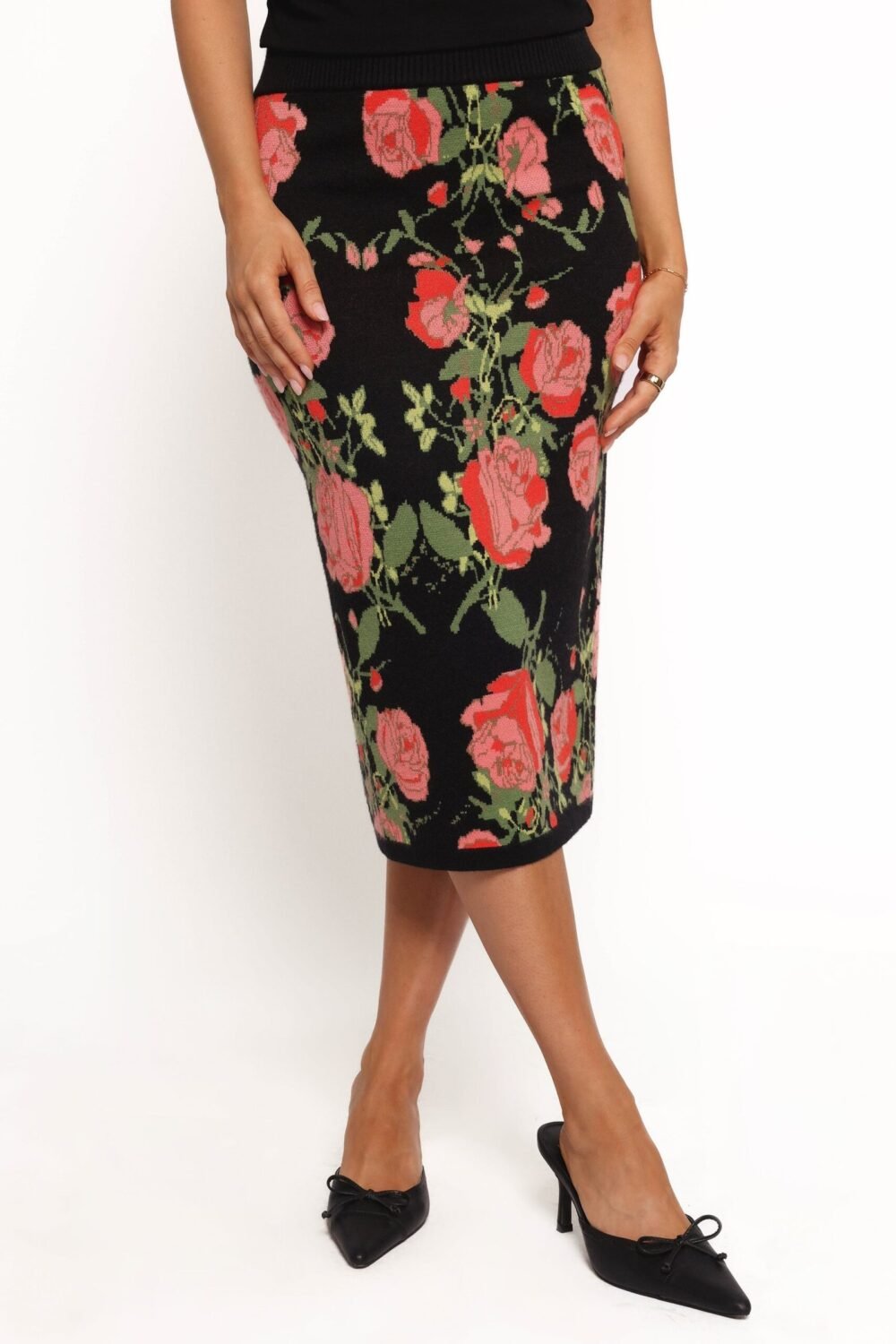 Knit Skirt - Black Floral - Image 2