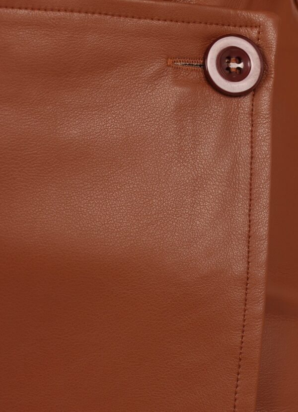 Faux Leather Mini Skirt - Camel - Image 7