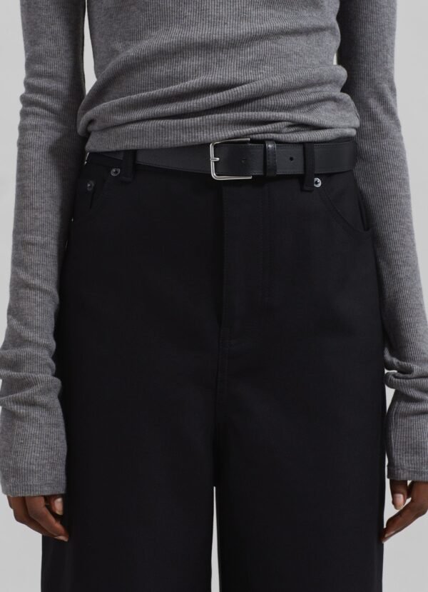 Wide Leg Twill Pants - Black - Image 4