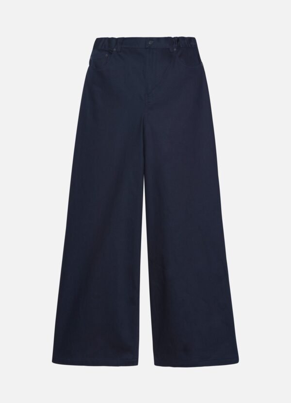 Wide Leg Twill Pants - Navy - Image 10
