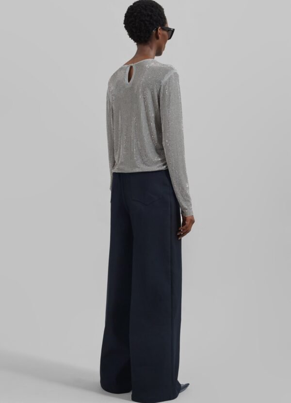 Wide Leg Twill Pants - Navy - Image 9