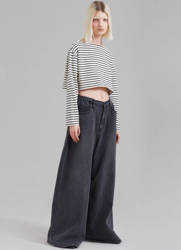 Wide Leg Jeans - Dark Grey - Image 3