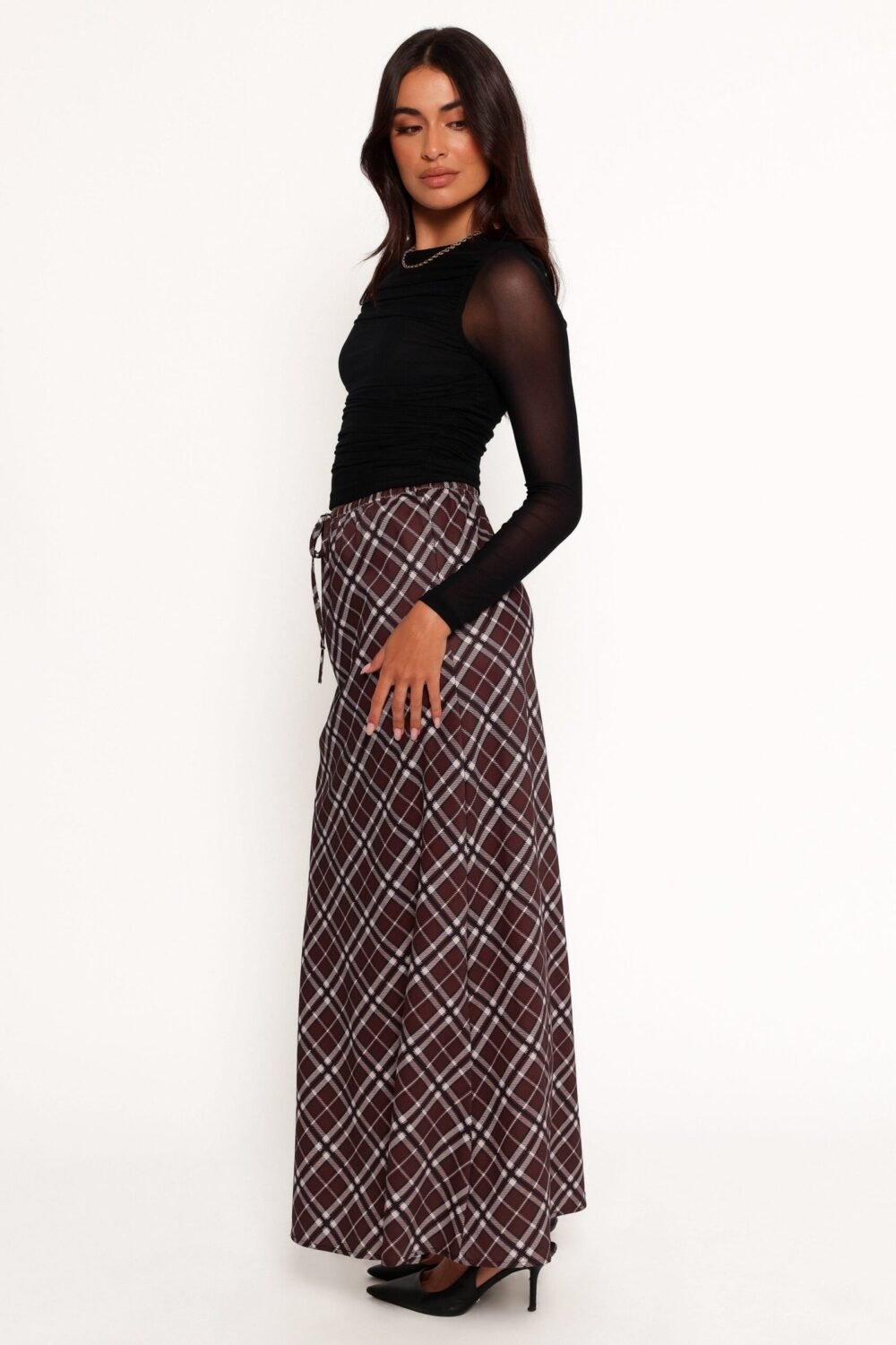 Midi Skirt - Brown Check - Image 5