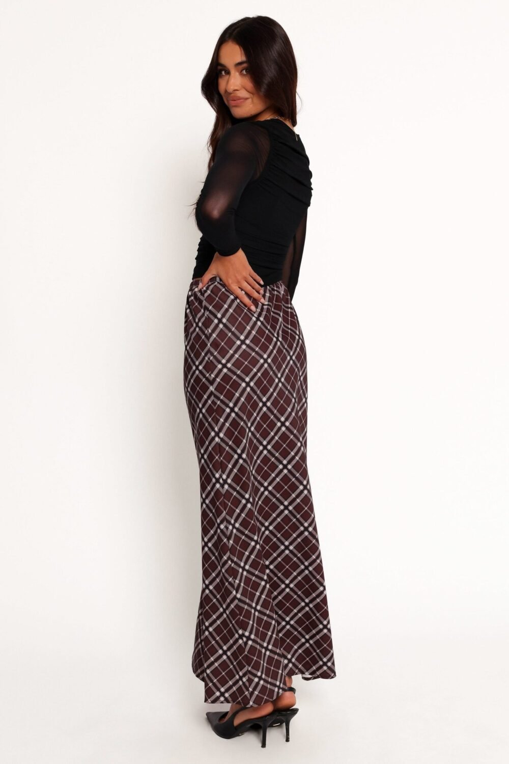Midi Skirt - Brown Check - Image 6