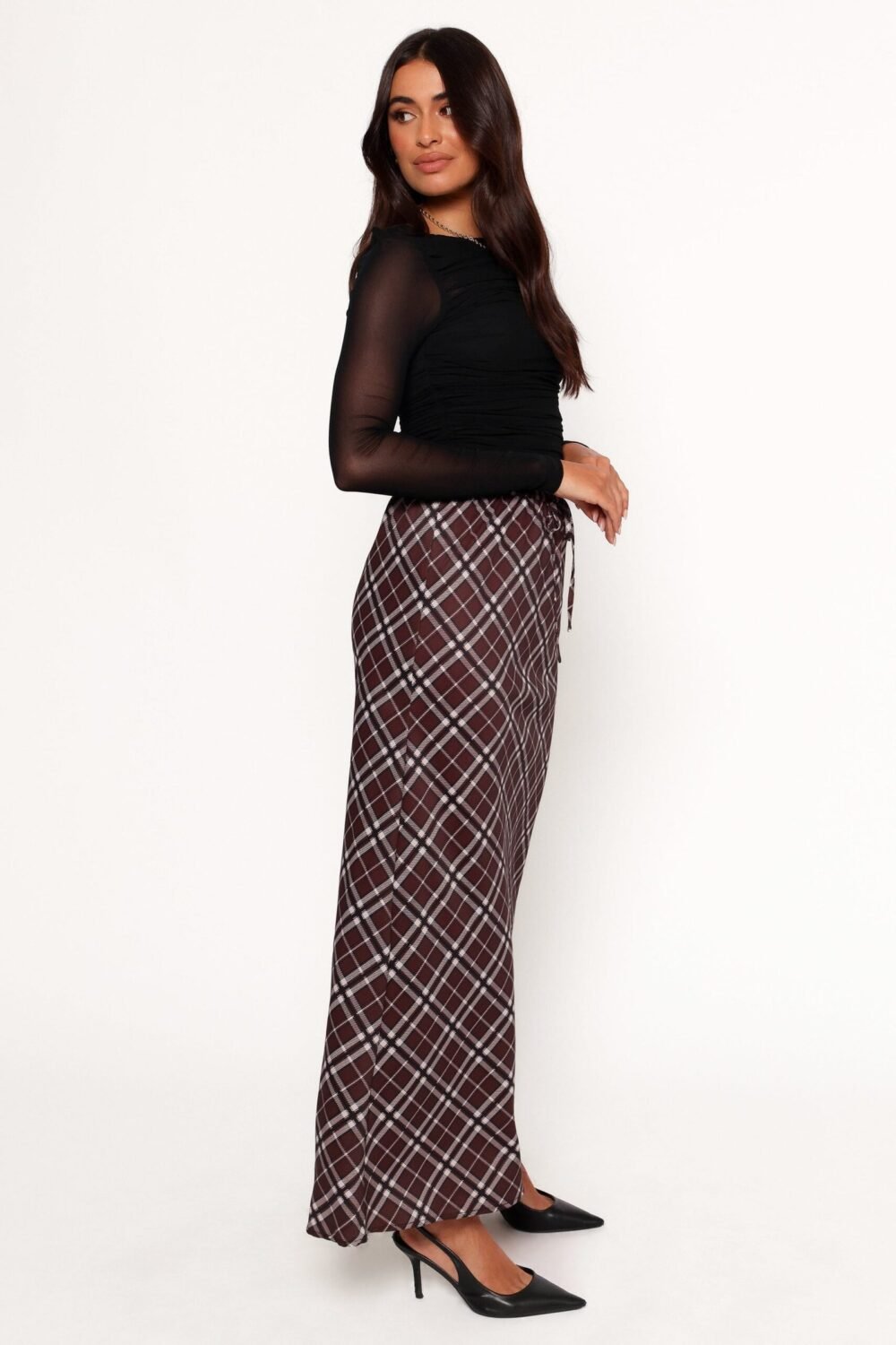 Midi Skirt - Brown Check - Image 7