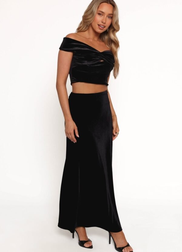 Velvet Maxi Skirt - Black - Image 7