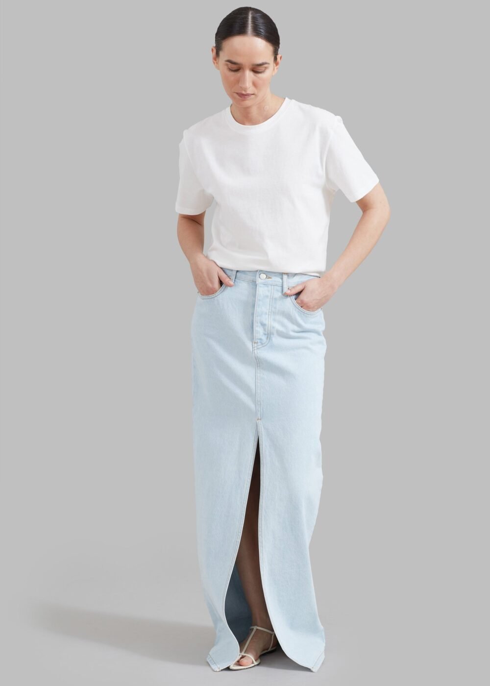 Denim Pencil Skirt - Bleached Wash