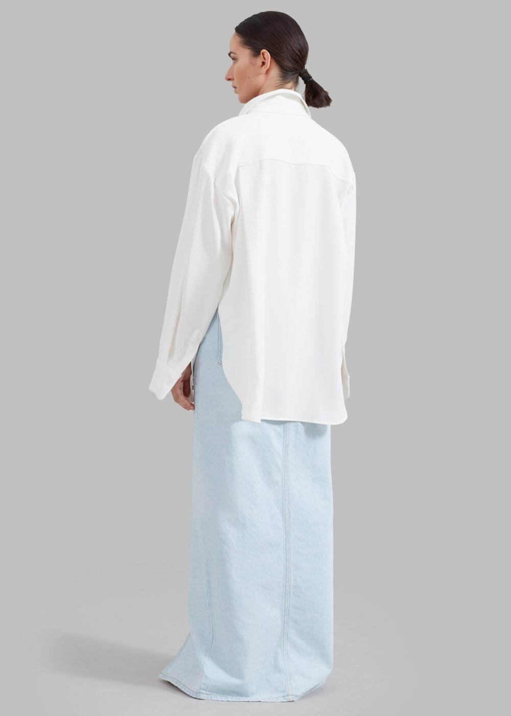 Denim Pencil Skirt - Bleached Wash - Image 8