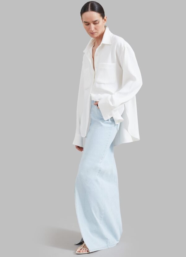 Denim Pencil Skirt - Bleached Wash - Image 6