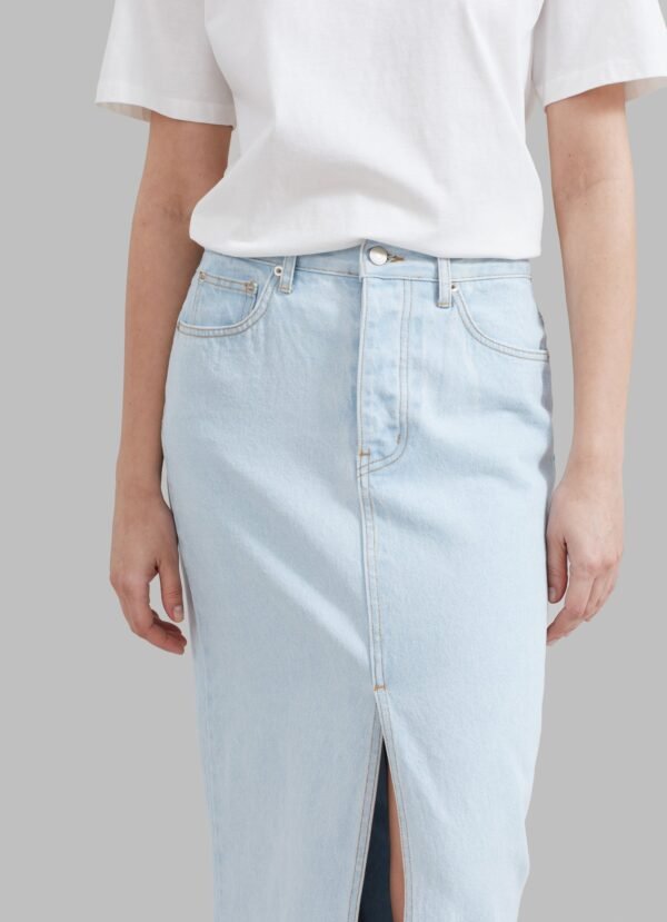 Denim Pencil Skirt - Bleached Wash - Image 4