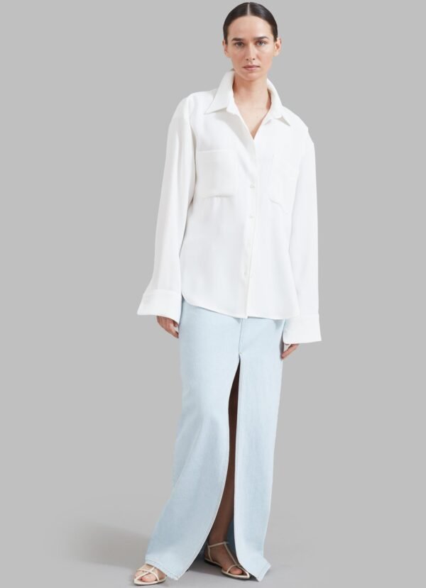 Denim Pencil Skirt - Bleached Wash - Image 7
