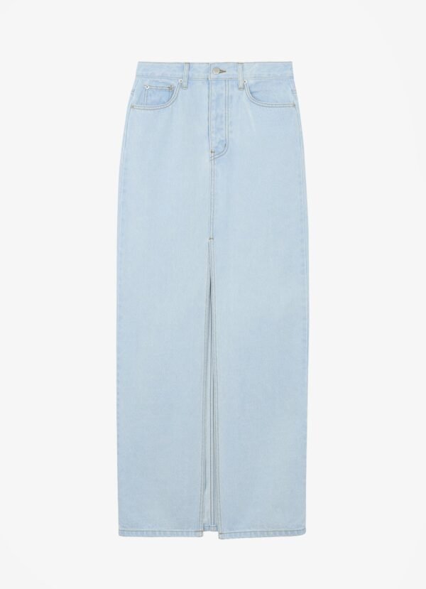 Denim Pencil Skirt - Bleached Wash - Image 9