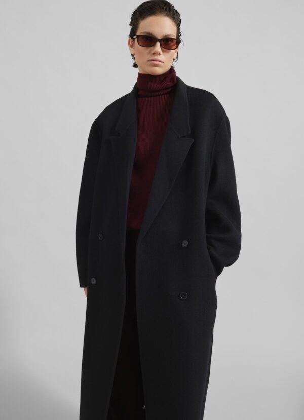 Oversized Wool Coat - Black - Image 3