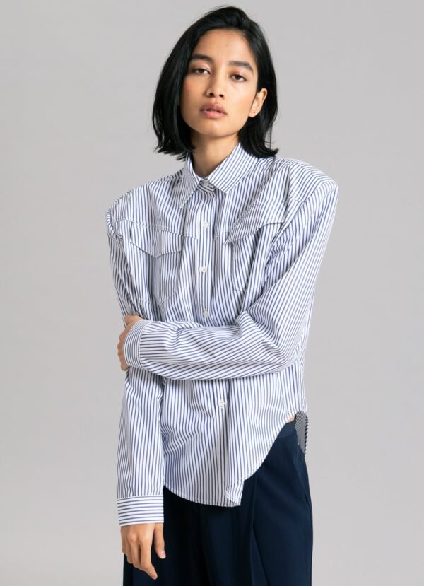 Padded Shirt - Navy Stripe - Image 3