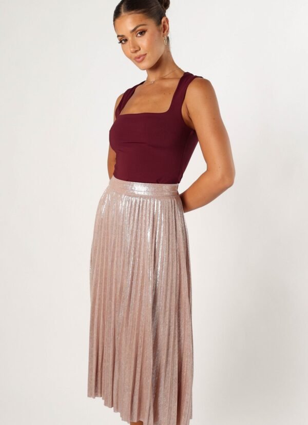 Plisse Midi Skirt - Blush - Image 2