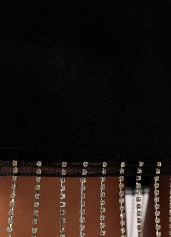 Velvet Fringe Skirt - Black - Image 7