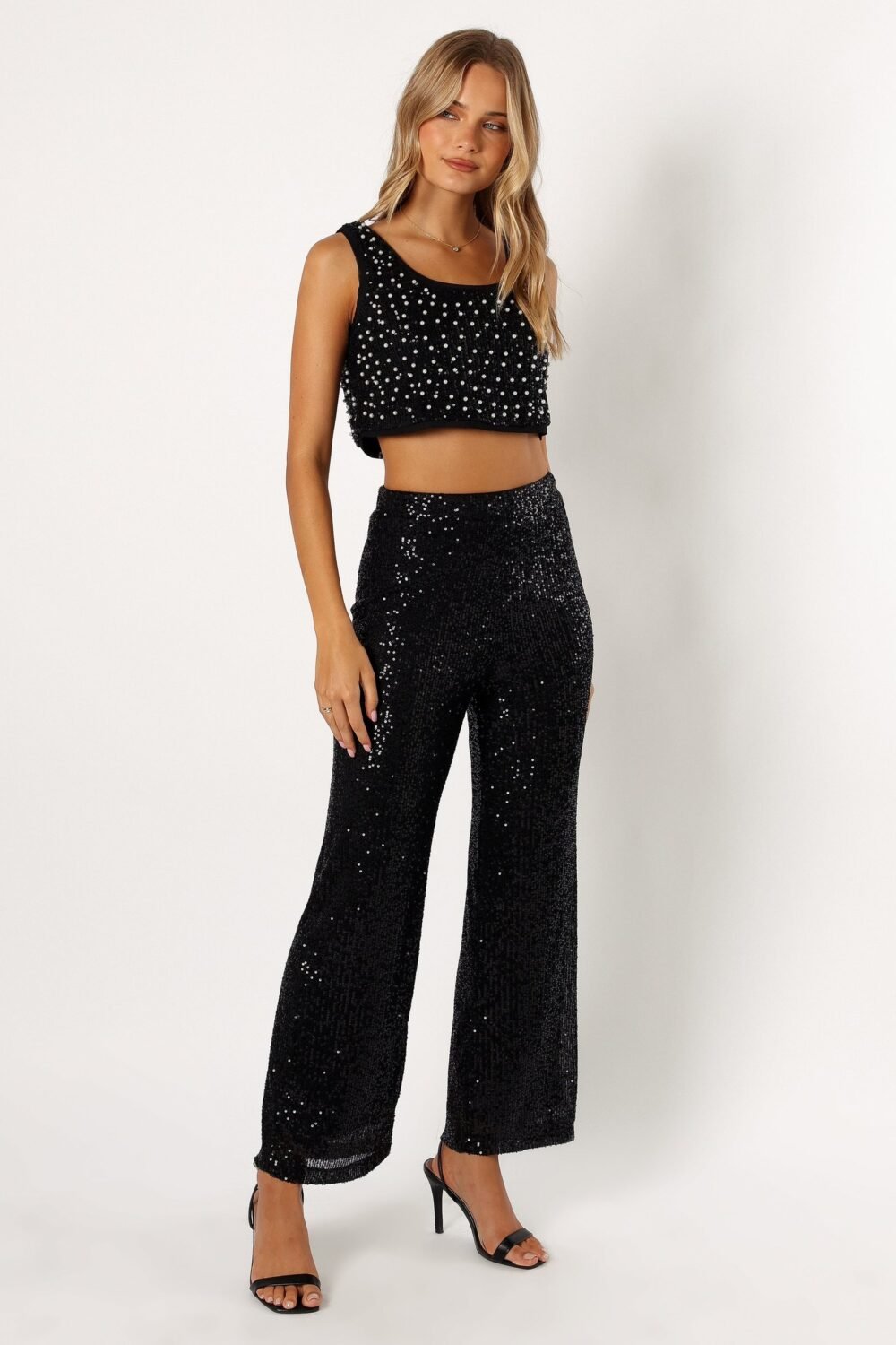 Sequin Flare Pant - Black - Image 5