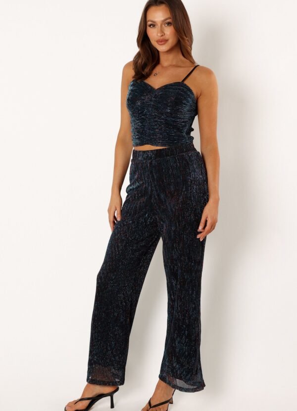 Wide Leg Pant - Black Teal - Image 7