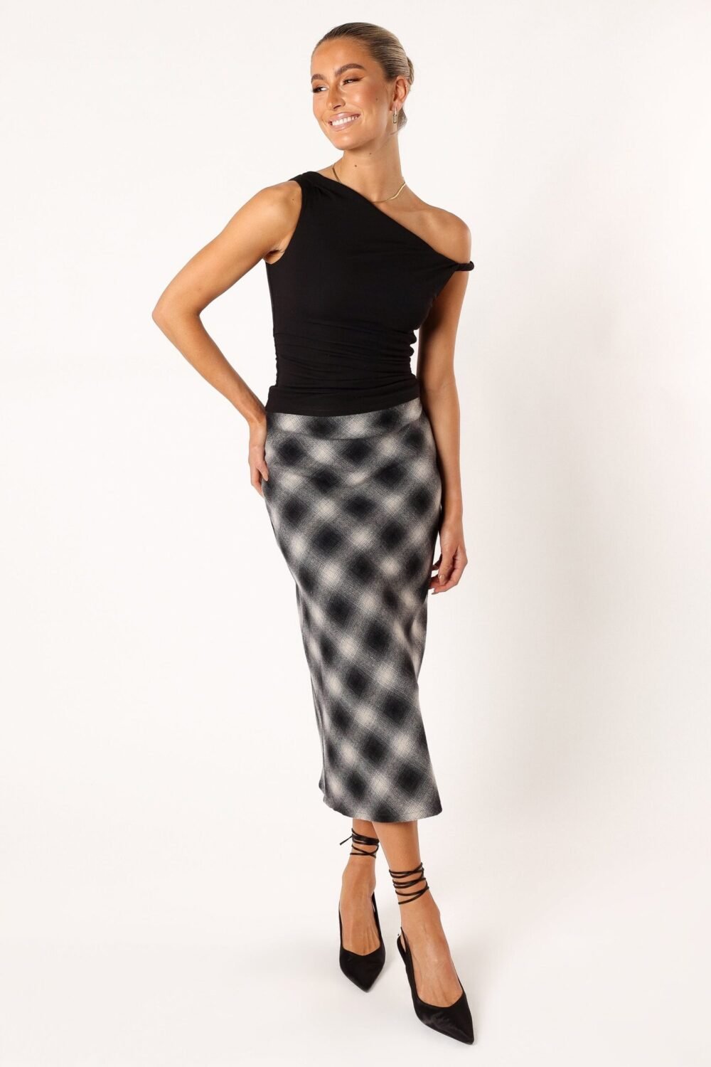Plaid Skirt - Charcoal